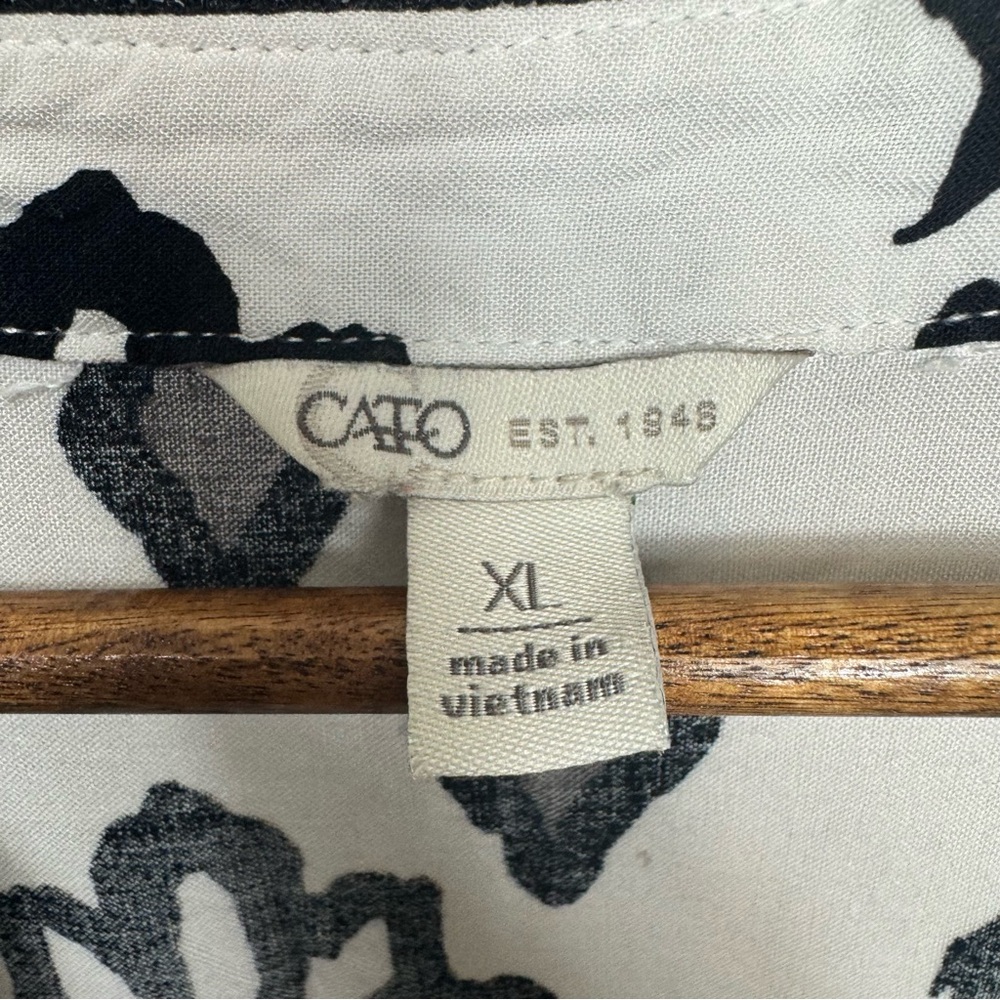 CATO Black and White Floral Women's Dress Flowy Pockets - Picture 9 of 13